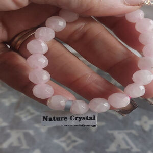 Nature Crystal Pink Faceted Rose Quartz Beaded Bracelet From China size 7 inches